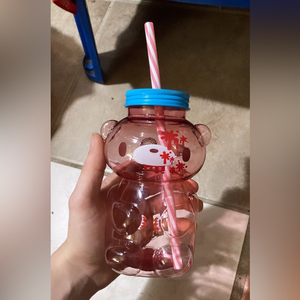 Gloomy Bear plastic bottle + straw brand new